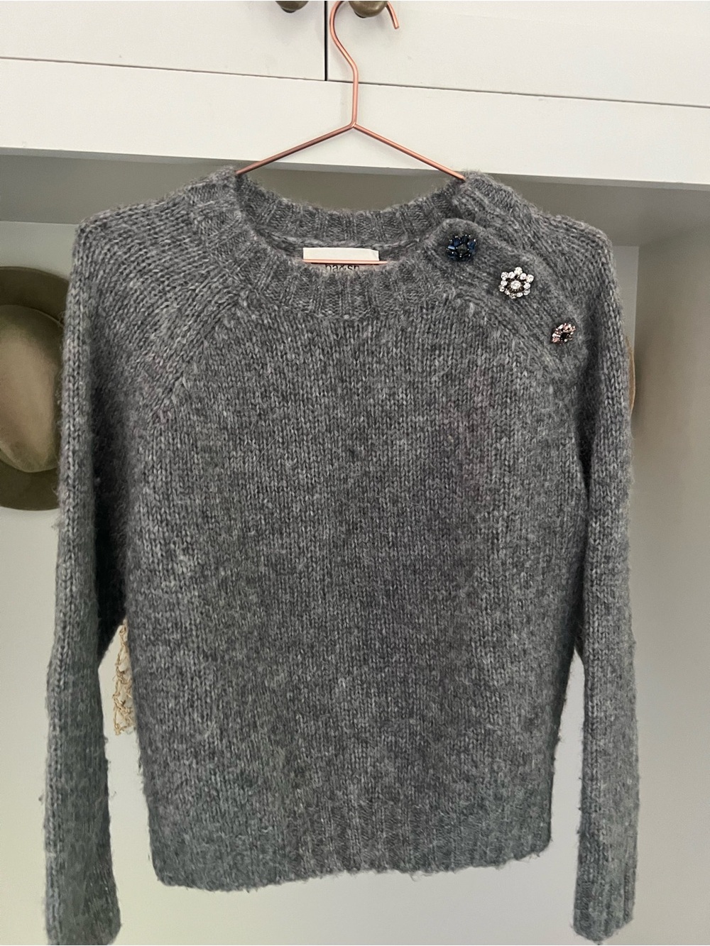 Ba&sh Embellished Crewneck Sweater - Gray
